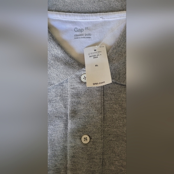Gap NWT $50 Men's Gray Striped Short Sleeve Classic Polo 100% Cotton Size XL NEW - Picture 9 of 11
